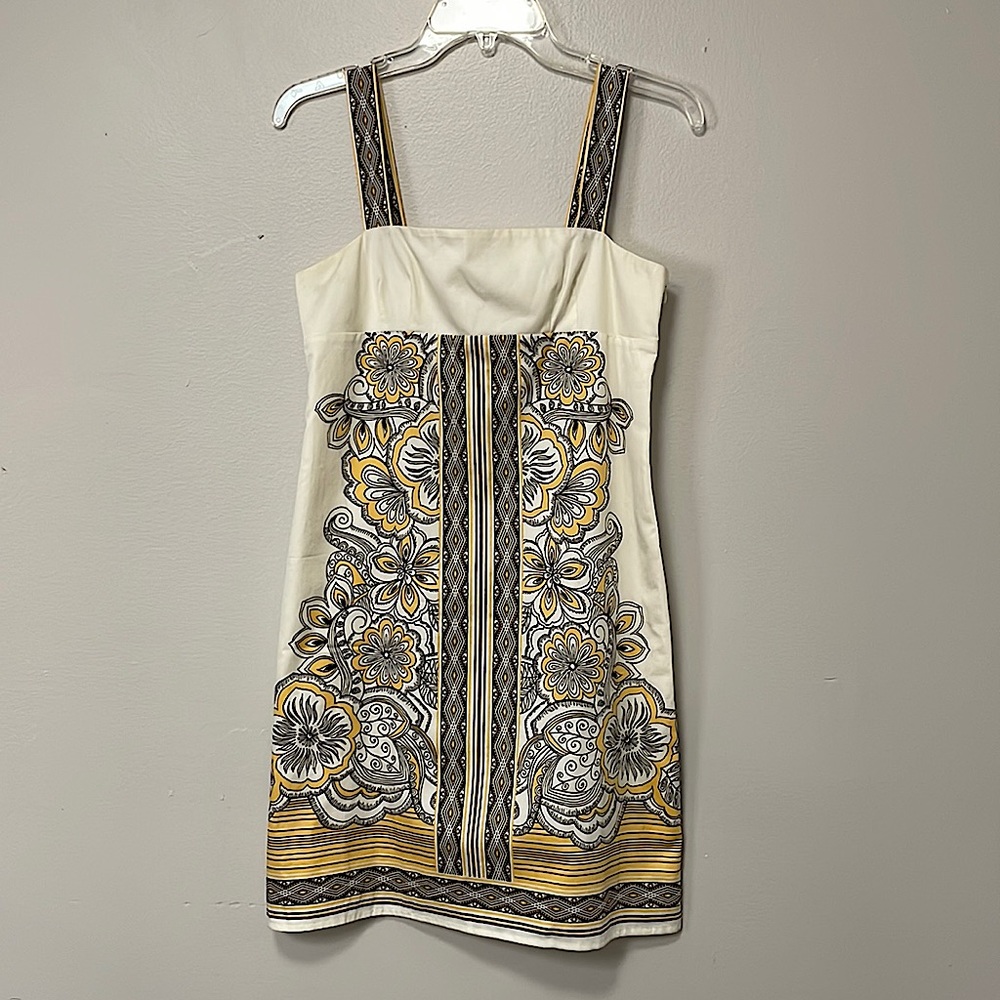LOFT. Cute off white, yellow and brown dress
